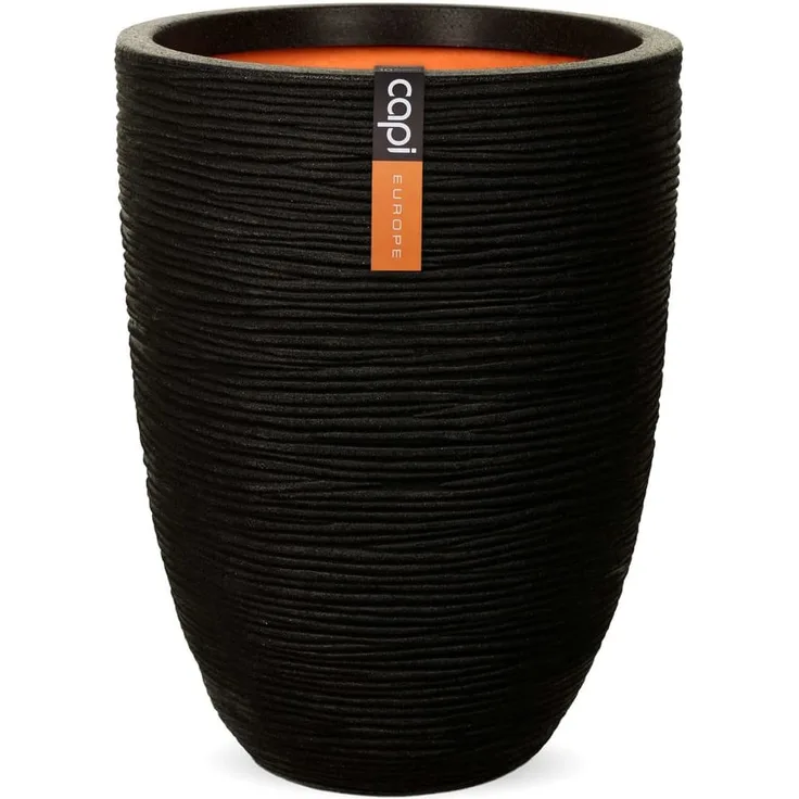 Capi Blumentopf Nature Rib Elegant Niedrig 36 x 47 cm Schwarz KBLR782 424223
