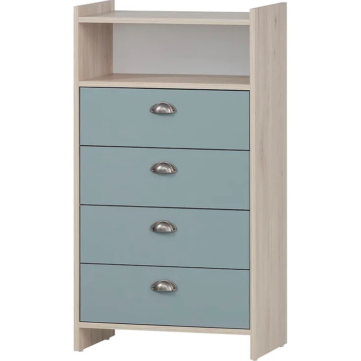 SCHILDMEYER Highboard Badschrank Hochschrank Kommode Lindholm Sandeiche Blau