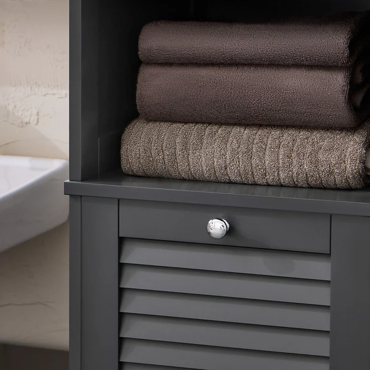 SoBuy BZR124-DG Badezimmer-Hochschrank, MDF, Lackiert, Dunkelgrau, 40 x 170 x 37 cm – Bild 9