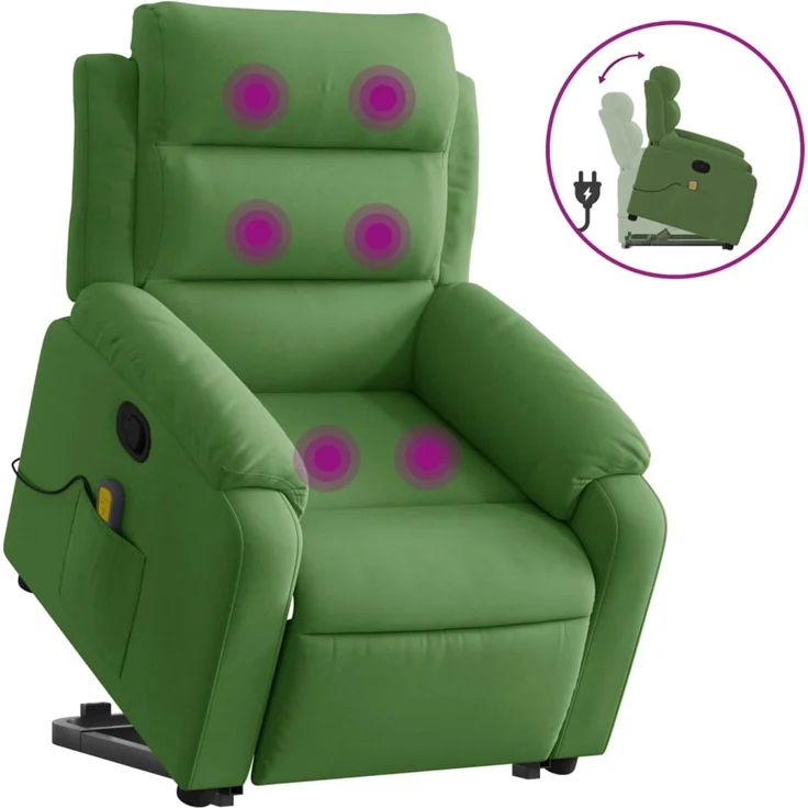 vidaXL Massagesessel mit Aufstehhilfe Hellgrün Samt 3205106 – Bild 2