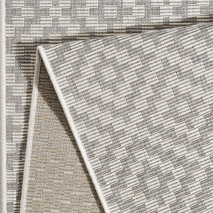 In- & Outdoorteppich Raute Grau Creme - 140 x 200 x 0 cm – Bild 3