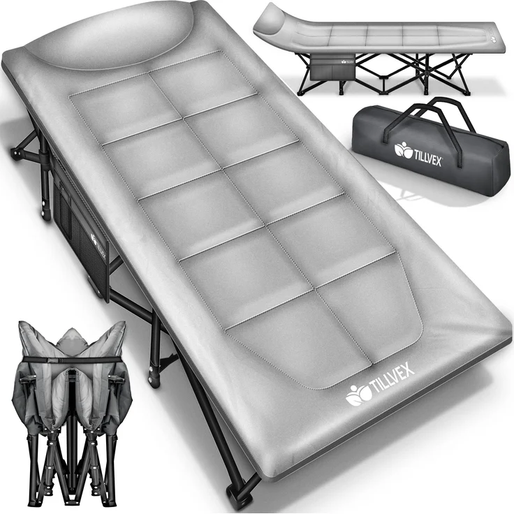 tillvex® Campingliege, klappbar, grau, 190 x 68 x 40 cm – Bild 6