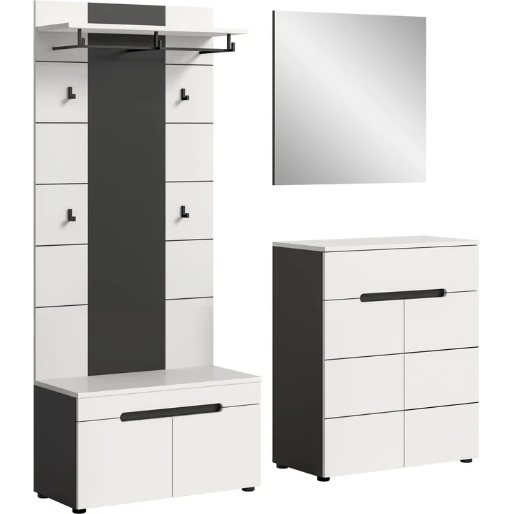 Garderobenkombination (B/H/T: 175x190x37 cm) in weiß Nachbildung – Bild 1
