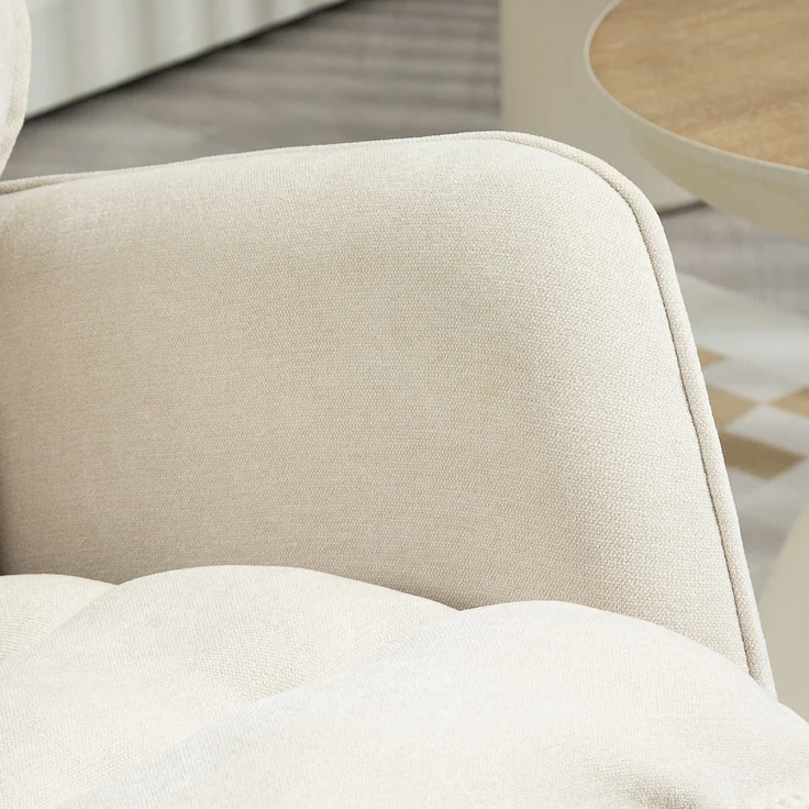 Schaukelstuhl mit Holzkufen Chenille Bezug Ergonomische Rückenlehne 120 kg Tragkraft Beige – Bild 5