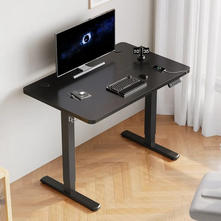 Furnicopia Schreibtisch Höhenverstellbarer mit USB-Ladefunktion und Wecker-Erinnerung (2 Höheneinstellungen 5 Farben und 6 Größen fur eine Vielzahl von Arbeits- und Lernumgebungen)