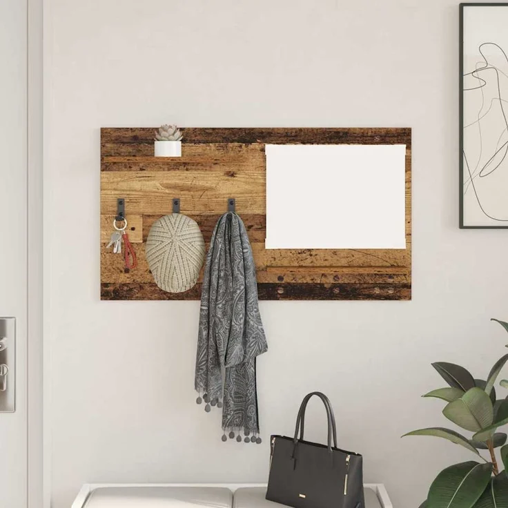 vidaXL Wandmontierter nachttisch Altholz 90 x 10 x 50 cm Holzwerkstoff 874521 – Bild 1