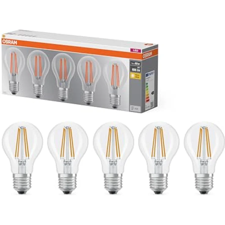 Osram LED-Lampe Filament A60 Kolbenform E27 7W 806lm IP20, 60W (Packung mit 10) – Bild 4