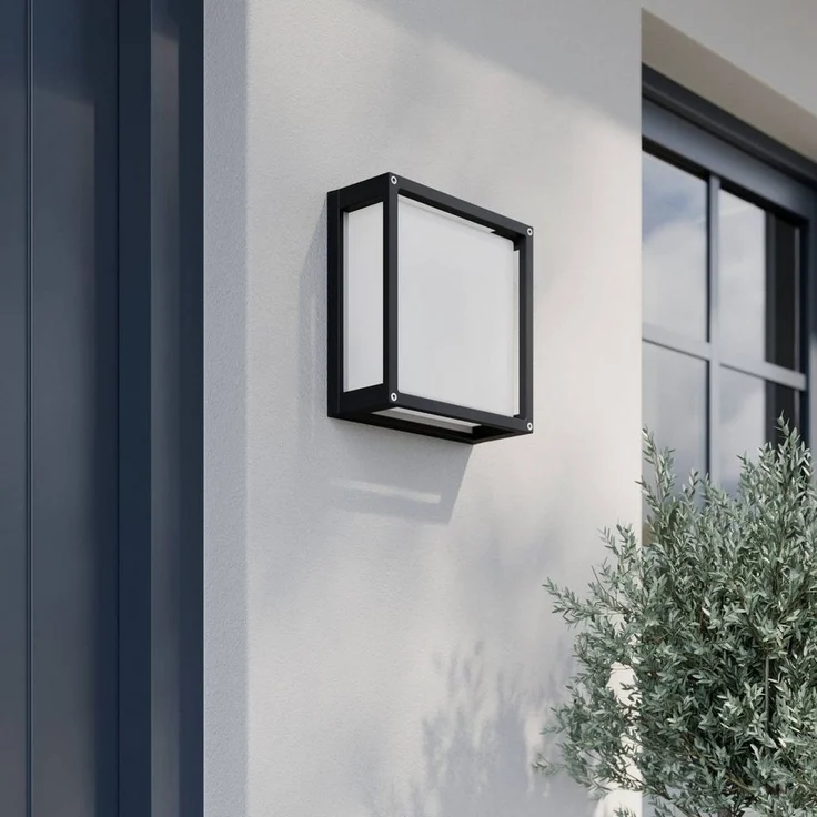 Lucande Außen-Wandleuchte Aurelien, Metall, Schwarz IP54, 2 x 15 W LED – Bild 3