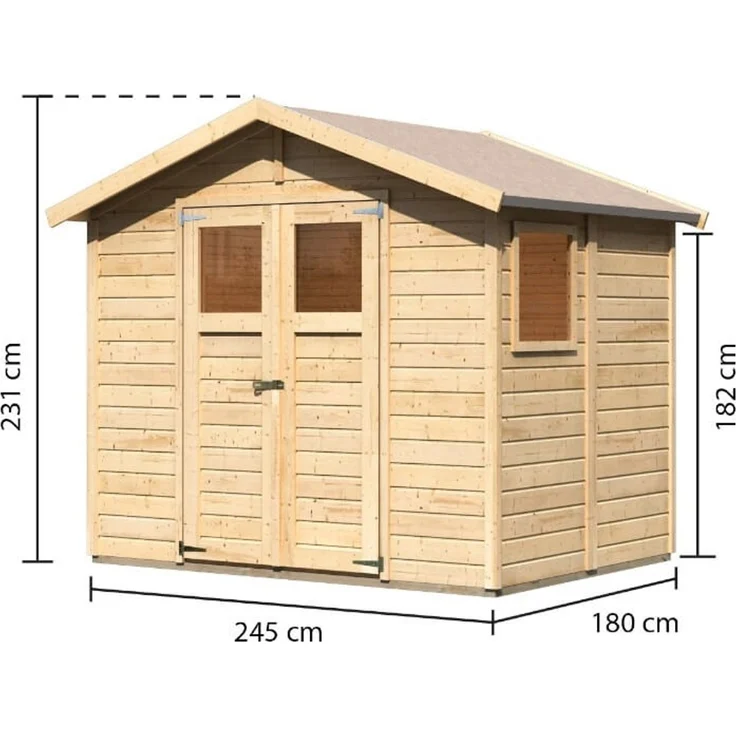 Karibu Gartenhaus 14mm Dalin 1 Gerätehaus 245x180 cm unbehandelt – Bild 4