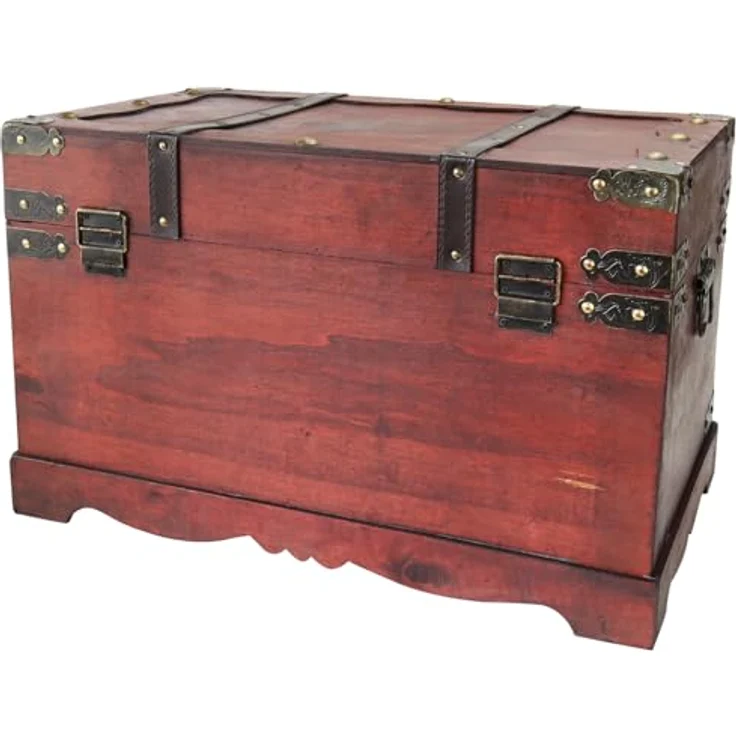 HMF Schatzkiste Schatztruhe Frankreich aus Holz mit dekorativem Metallschloss (1 St), handgefertigte Holztruhe, 60 x 35 x 38 cm – Bild 10