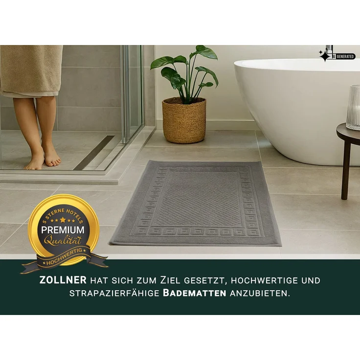 ZOLLNER 2er Set Badematte Badvorleger mit Waffelmuster, 100% Baumwolle, 50x70 cm, grau – Bild 5