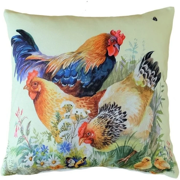 matches21 HOME & HOBBY Kissenbezüge Kissen-Bezug Hühner Küken Blumen Frühling 40x40cm, (1 Stück), Wohnzimmer Kissen-Hülle als Deko-Kissen Zier-Kissen Sofa-Kissen – Bild 2