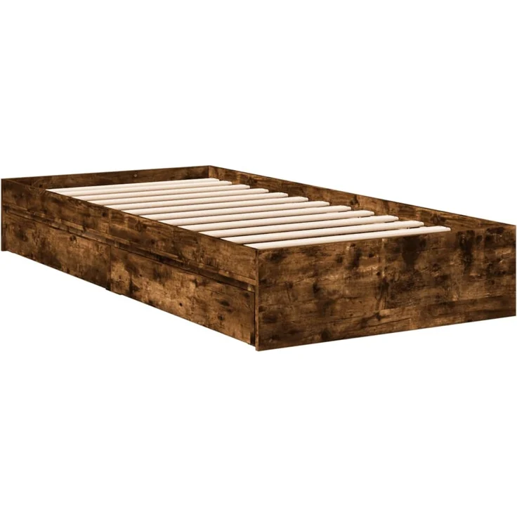 vidaXL Bettgestell mit Schubladen Räuchereiche 90x200cm Holzwerkstoff 3280682 – Bild 3