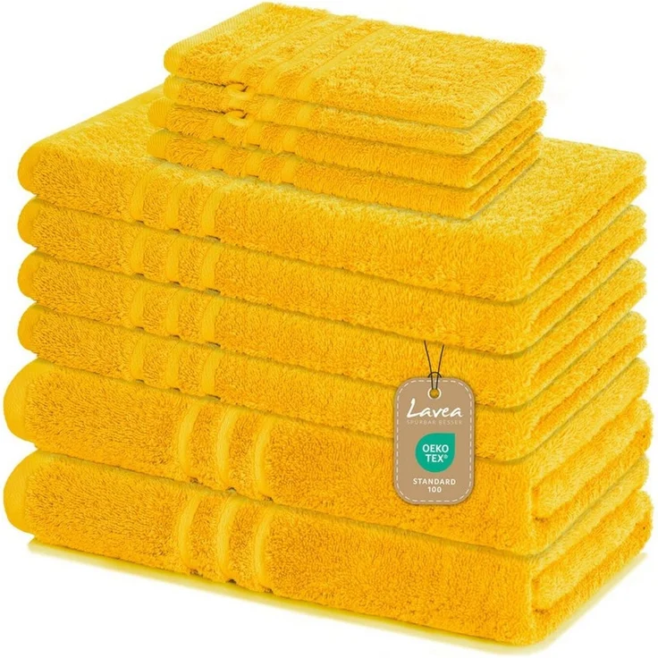 Lavea Handtuch Set Elena, Duschtücher, Handtücher, Gästetücher, Waschhandschuhe, 100% Baumwolle (Set, 10-St), Frottierserie, weich & saugstark, pflegeleicht, 500 g/m² Frottier – Bild 1