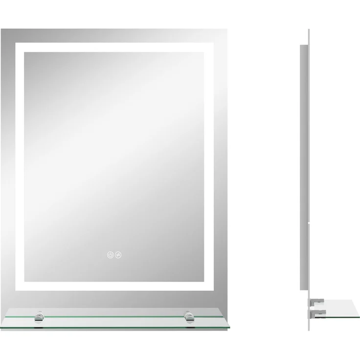 Badspiegel 70x2,7x50 cm mit LED-Beleuchtung, Ablage und Antibeschlag-Funktion – Bild 2
