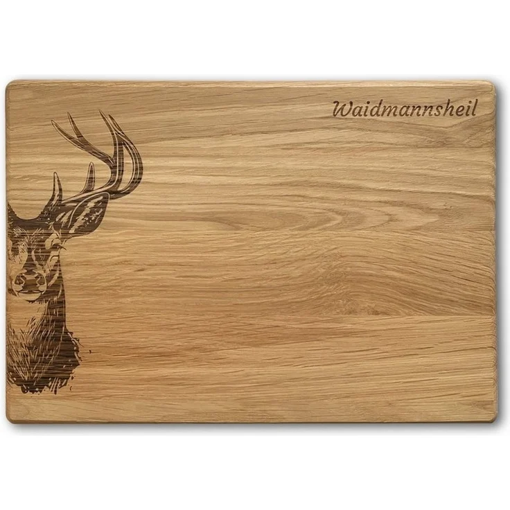 Camolo Frühstücksbrett Waidmannsheil aus Eiche 30 x 20 cm mit Hirsch, Holz – Bild 3