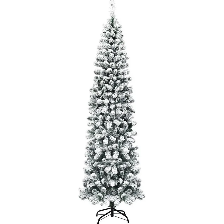 COSTWAY Künstlicher Weihnachtsbaum, 225 cm, inkl. 641 PVC Zweige mit Schnee
