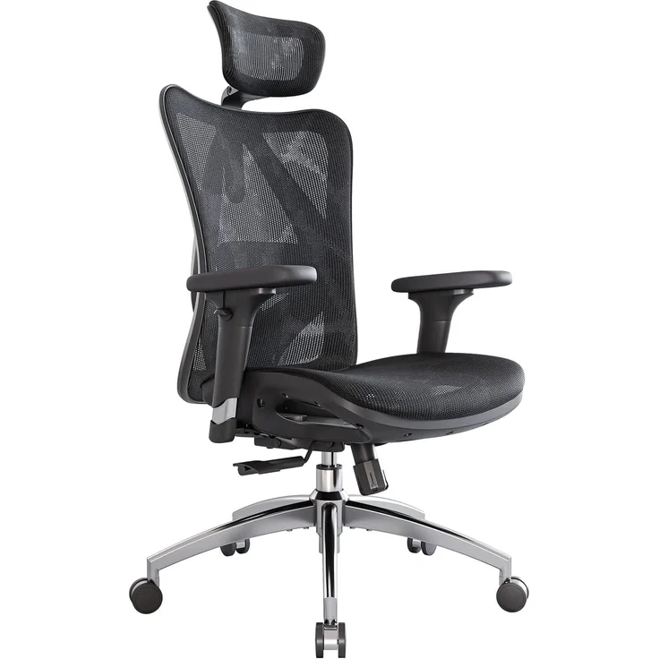 SIHOO M57 Ergonomischer Bürostuhl, Chefsessel mit 3D verstellbare Armlehne und Lendenwirbelstütze, Hautfreundliche Netz-Hochlehne, Schreibtischstuhl bis 150kg/330LB Belastbar(schwarz)