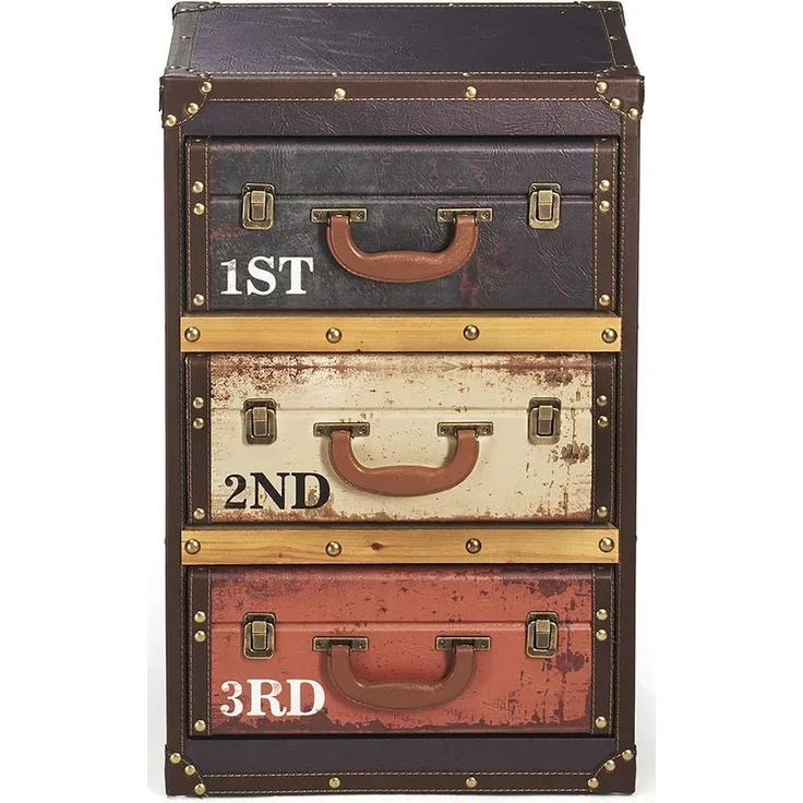 Kobolo Regal Kofferregal in Kofferoptik RETRO 3 Fächer 41x30x64