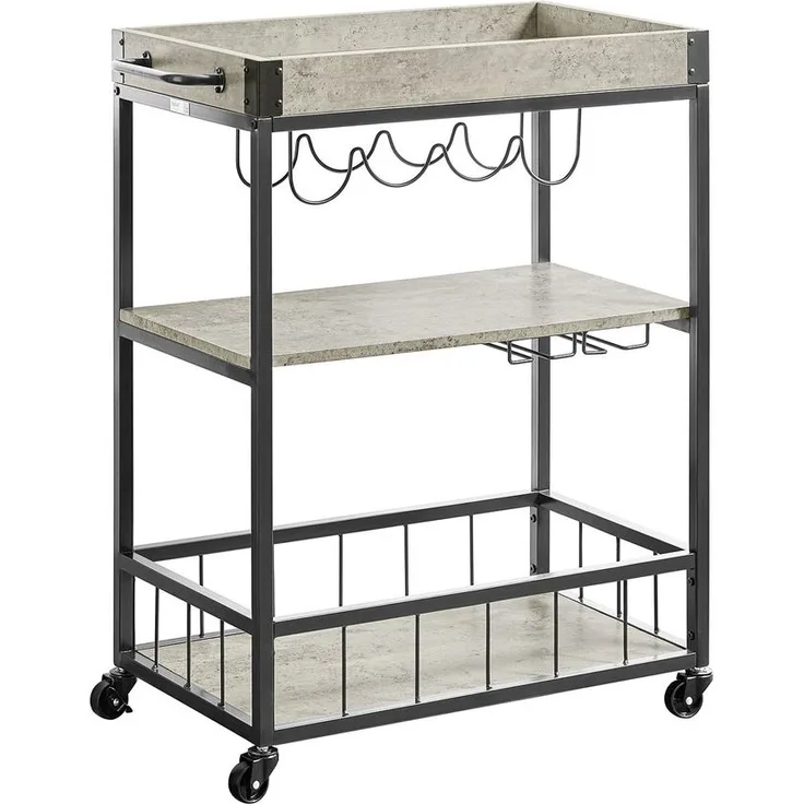 SoBuy FKW56-HG Küchenwagen, MDF, PVC-Beschichtung, Dunkelgrau, 82 x 90 x 40 cm