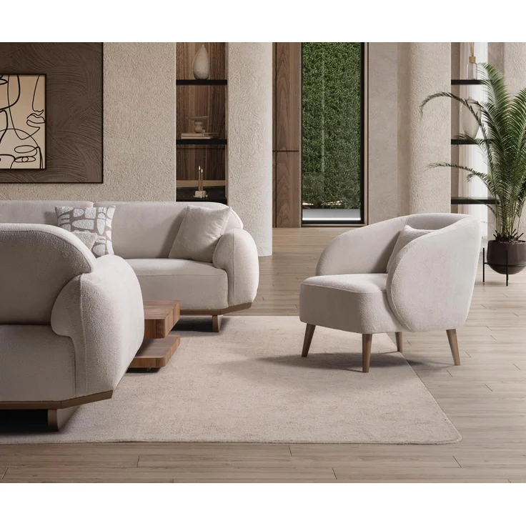 Sitzgruppe/Sofa Set - Wohnzimmergarnitur "Vegas" 3+3+1-Hellgrau – Bild 4