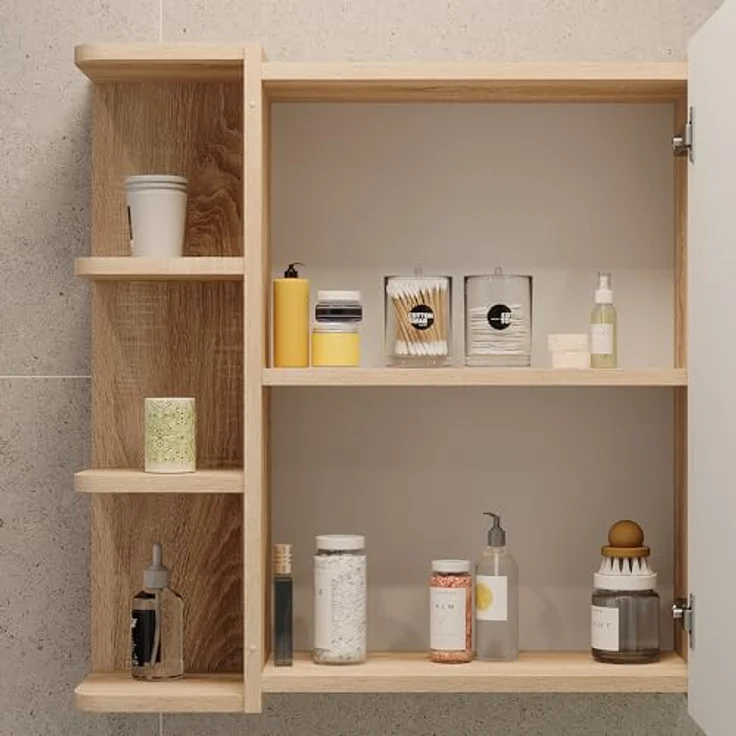 Vicco Spiegelschrank Fynn, Sonoma, 62 x 64 cm mit großzügigen Ablagen und integriertem Spiegel – Bild 5