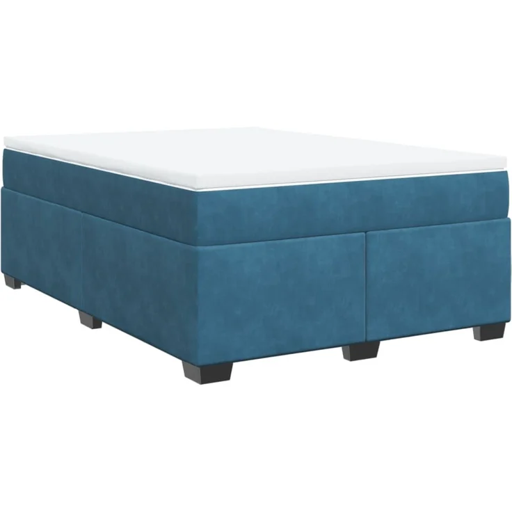 vidaXL Boxspringbett mit Matratze Dunkelblau 140x200 cm Samt 3285291 – Bild 2