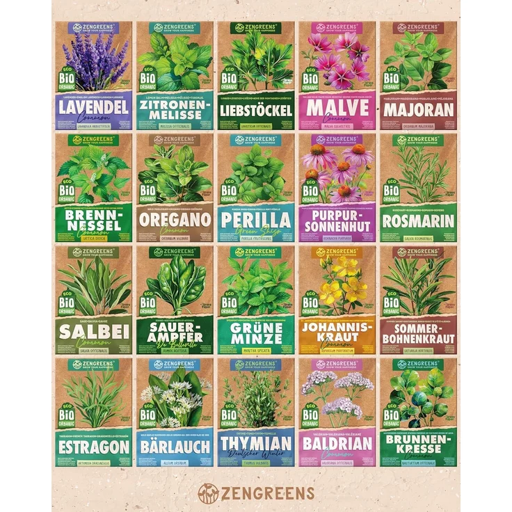 ZenGreens® - Bio Kräutersamen im 40er Set - 40 Kräuter Samen für den einfachen Anbau im Garten, Balkon oder Hochbeet - Pflanzensamen - Saatgut – Bild 10