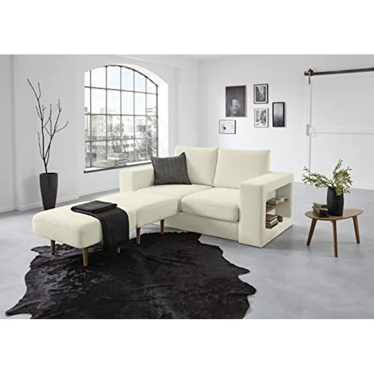 LOOKS by Wolfgang Joop Looks V-2 Designer Sofa mit Hockern und Regal, 2 Sitzer Couch, Funktionssofa, weiß, Sitzbreite 120 cm – Bild 7