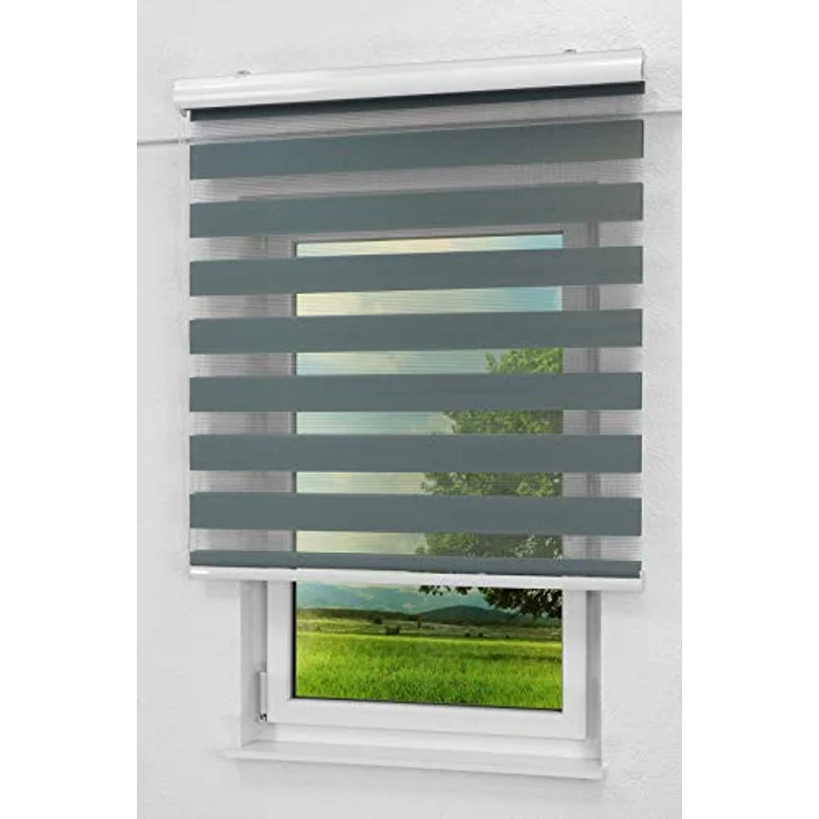 Lysel - Qualitätsdoppelrollo basaltgrau, (B x H) 110cm x 175cm in grau/basaltgrau – Bild 2
