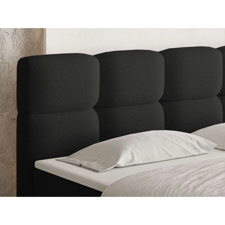 GRAINGOLD Rivon Doppelbett 180x200, Boxspringbett, zwei Bettkästen, mit Kopfteil, Modern Stil, Bouclé-Stoff, Schwarz – Bild 7