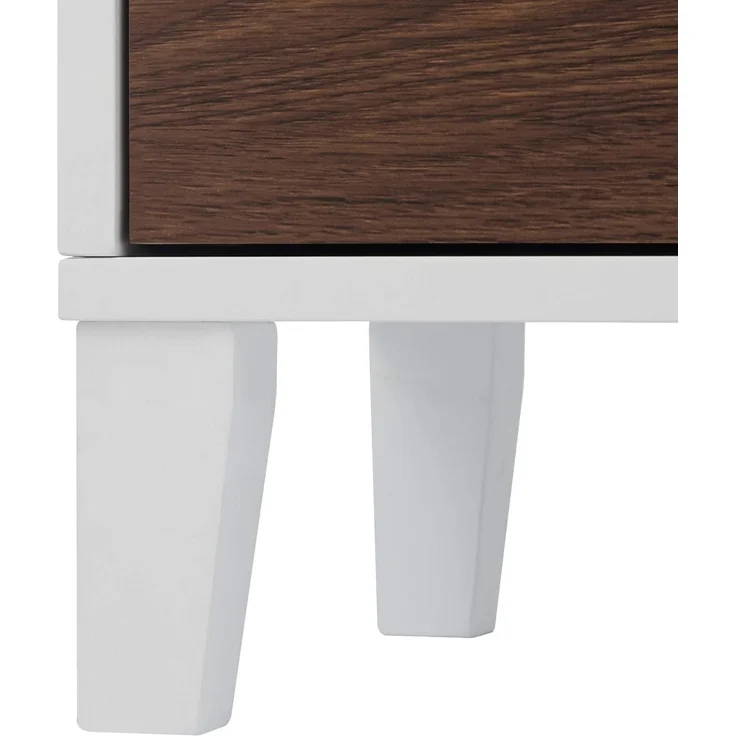 Teamson Home Tyler Holz Badezimmer Leinenturm Boden hoher Schrank Glas Tür 2 Ton weiß/braun EHF-F0009 – Bild 8