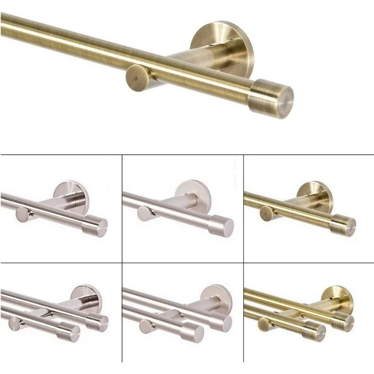 MDEKOR Gardinenstange komplette Ø 16 mm mit Endkappen, kürzbar, Wandmontage, 1-läufig, 120 cm Antik Gold – Bild 1