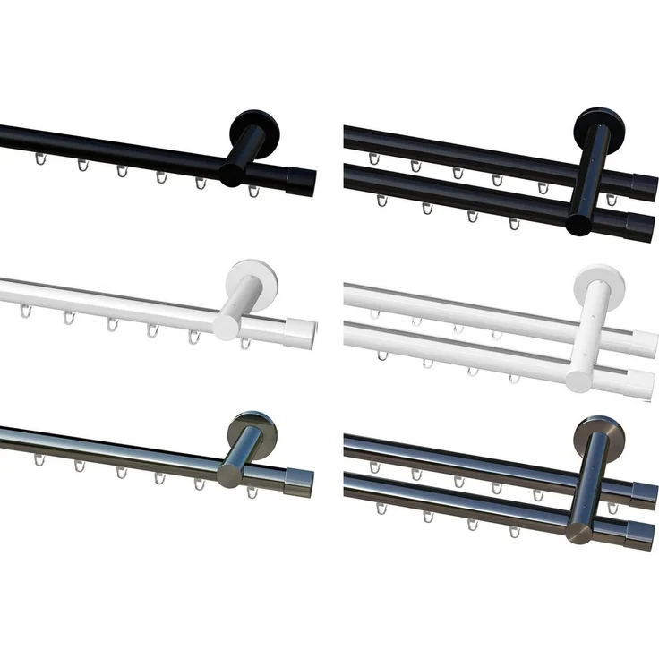 Garduna Gardinenstange Ø 20mm Innenlauf Komplettset inkl. X-Gleiter in Profilfarbe, 2-läufig, kürzbar, Metall, 2-lauf, 1-lauf, Gardinenstange, 20mm, Innenlauf, Gardinenschiene – Bild 5