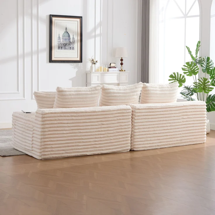 ZUBALIYA Schlafsofa 98x87 cm, mit Stauraum, mit Treppe, mit Leiter, mit Cordbezug, mit Schaumstoffpolsterung, Beige – Bild 14