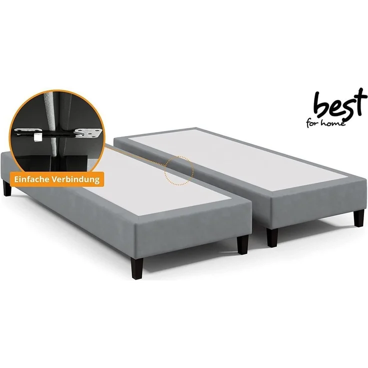 Best for Home Boxspringbett Hotelbett, Gästebett, Rahmenbett, Einzelbett, Bettgestell, Massivholz (Seniorenbett, Matratze, Jugendbett, Kinderbett, 70x200 80x200 90x200 100x200 cm), Komfortbett, Boxspringgestell, Verschiedene Liefermöglichkeiten – Bild 4