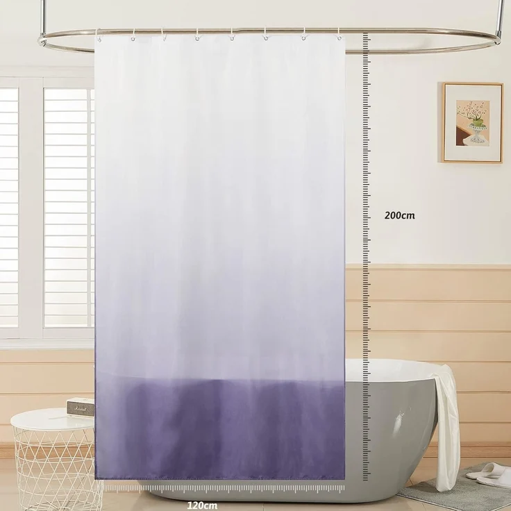 Schmaler Duschvorhang Bad aus Polyester Stoff Wasserabweisend Waschbar 120x200 – Bild 2