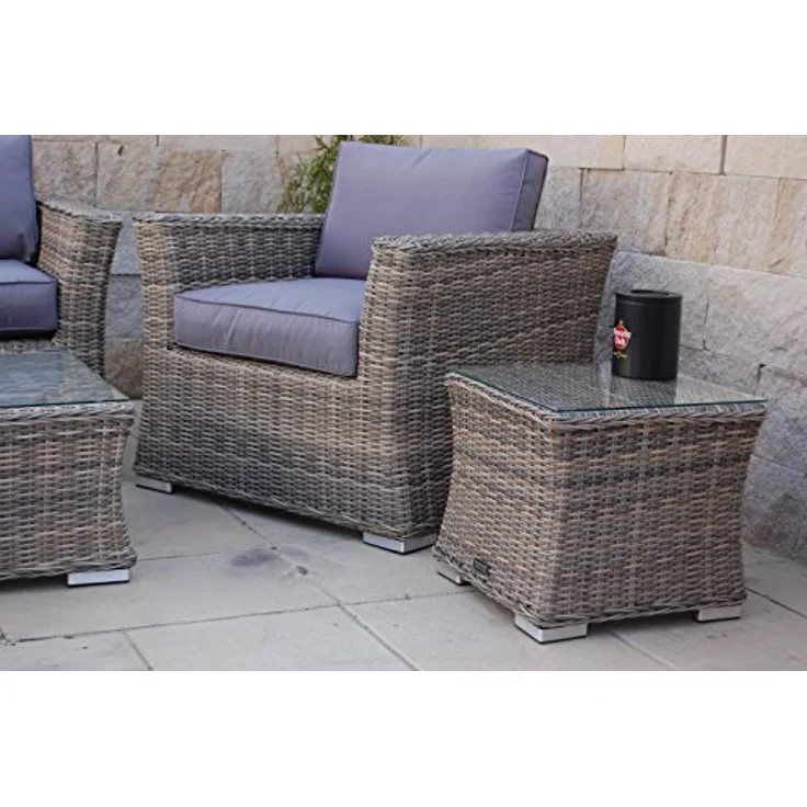 Ragnarök Möbel-Design Gartenlounge-Set Lounge Set Isfjord, (Set, Polyrattan, Alu), 1x Zweisitzer Sofa, 1 kl. & 1 gr. Beistelltisch, 2x Sessel – Bild 3
