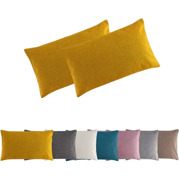 MOON Heimtextilien Kissenhülle 2er Pack Kissenbezug versch. Größen Polyester Reißverschluss Moon, Leinen-Optik