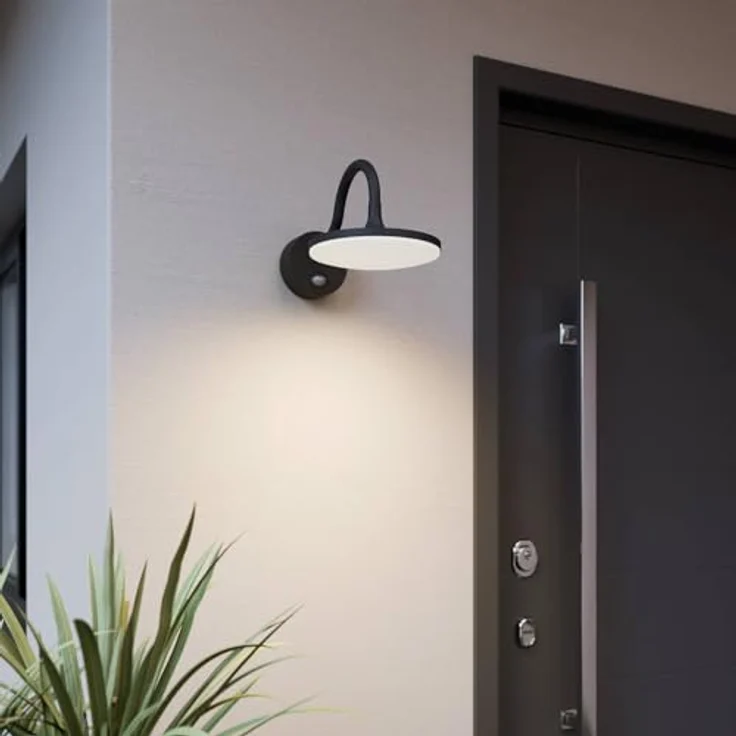 Arcchio LED Wandleuchte Fineria, spritzwassergeschützt mit Bewegungsmelder, 1-flammig, schwarz aus Aluminium, für Außenwand, Terrasse und Balkon – Bild 3