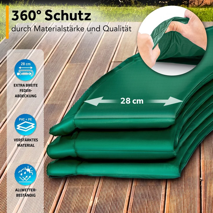 KIDUKU® Trampolin Randabdeckung Grün Ø366 cm Federabdeckung reißfest Randschutz – Bild 5