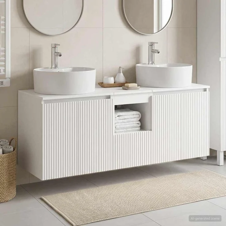 vidaXL Wandmontiertes Badezimmerschrank-Set 3 stk. Weiß 3405677 – Bild 1