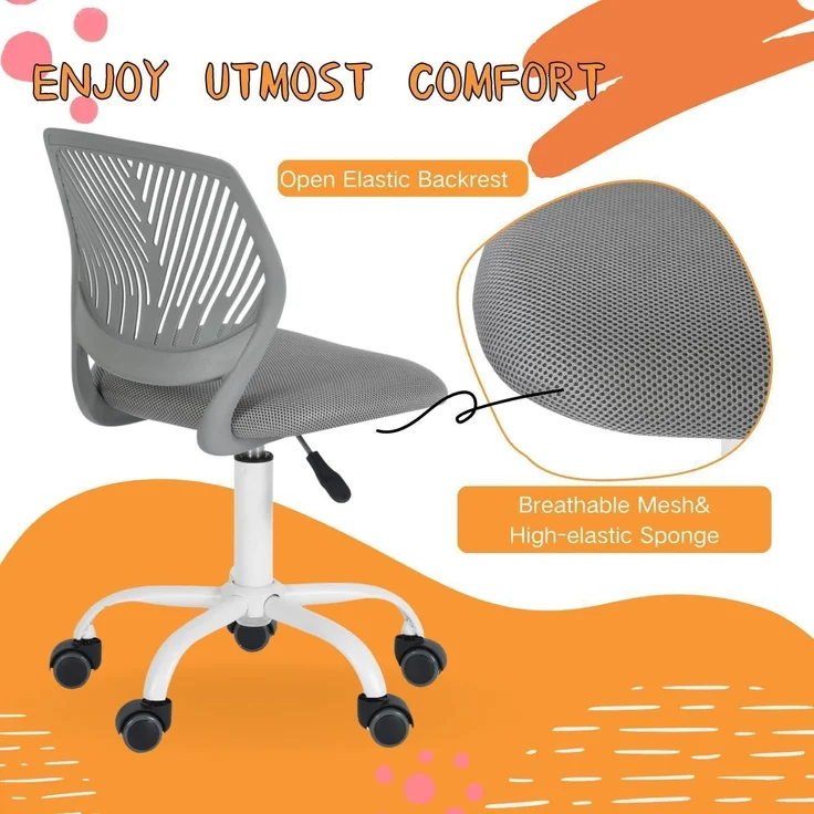 Schreibtischstuhl Ergonomisch Verstellbarer Drehstuhl Bürostuhl Stoff Grau – Bild 8