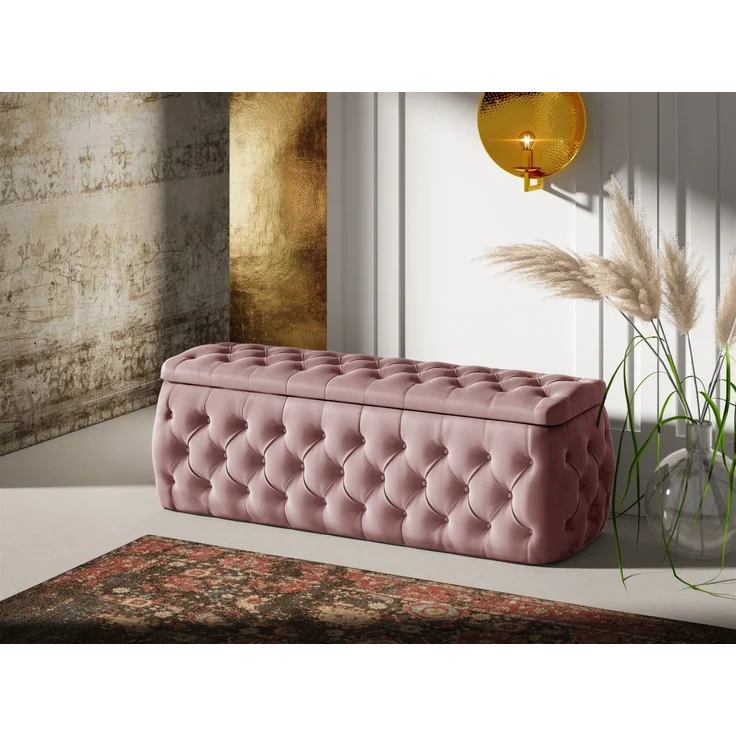 Polsterhocker mit Stauraum ERNESTO 120x50x45 cm Elisa Velvet Altrosa – Bild 1