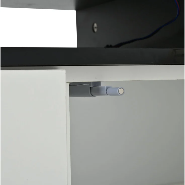 DESVIAE Sideboard mit LED-Beleuchtung und 3 Schubladen 140x68x40 cm Spanplatte Weiß/Schwarz – Bild 9
