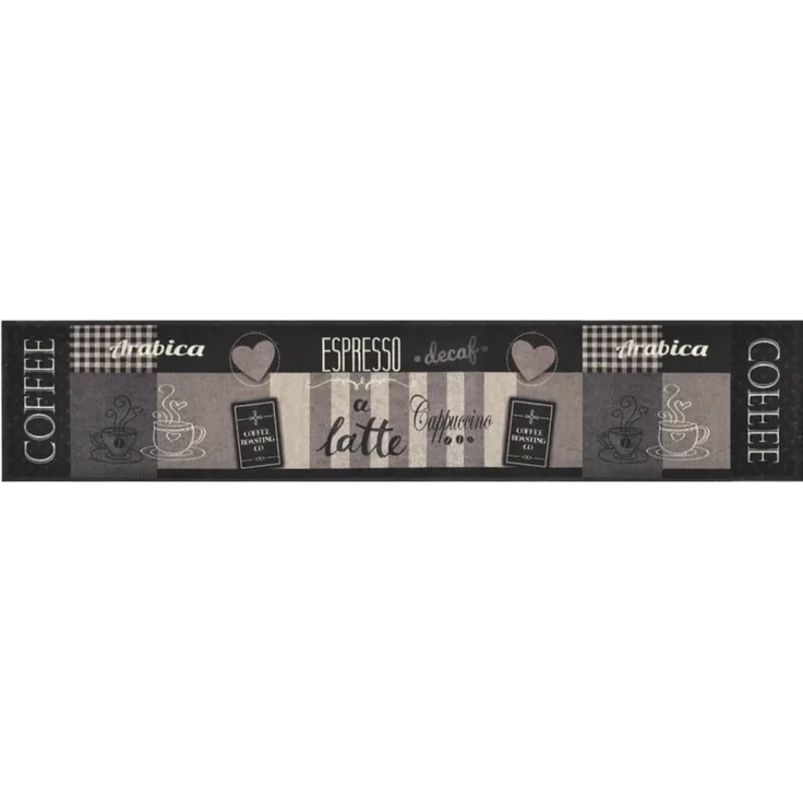 vidaXL Küchenteppich Waschbar Coffee Schwarz 60x300 cm Samt 136557 – Bild 2