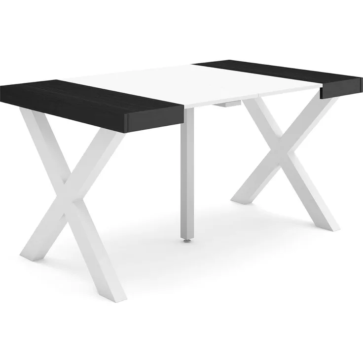 Skraut Home | Ausziehbarertisch | Multifunktionaler ausziehbarer | 140 | Für 6 Gäste | Massivholz Beine | Moderner Stil | Weiß und Schwarz