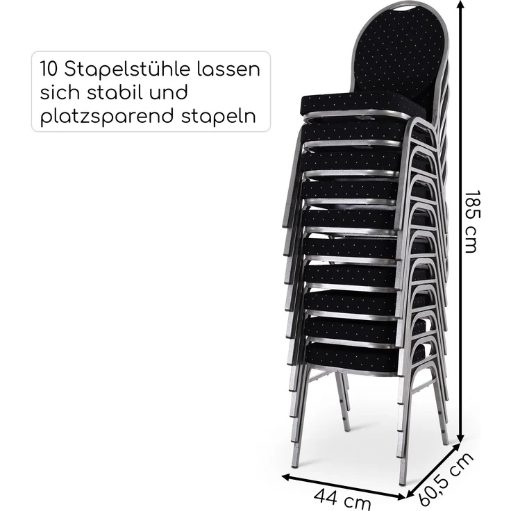 Raburg Stapelstuhl Bankettstuhl gepolstert & stapelbar, stabiler Metallrahmen, Vienna (Set), bis 150 kg belastbar, für Konferenz & Seminar – Bild 9