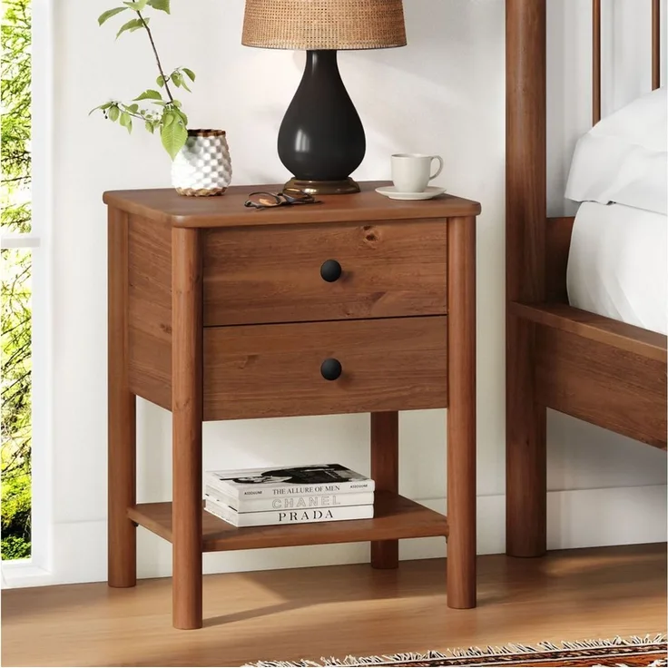 IDIMEX Nachtkommode APOANA, Nachtkommode mit 2 Schubladen Holz abgerundete Kanten Kastanie