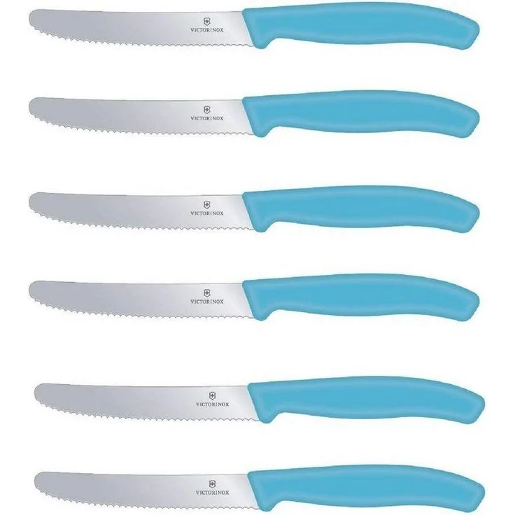 Victorinox | Tafelmesser Set | Swiss Classic Limited Edition | Karibikblau | ideal für Brotzeit | 6er Pack | präzise Schneide | zeitloses Design